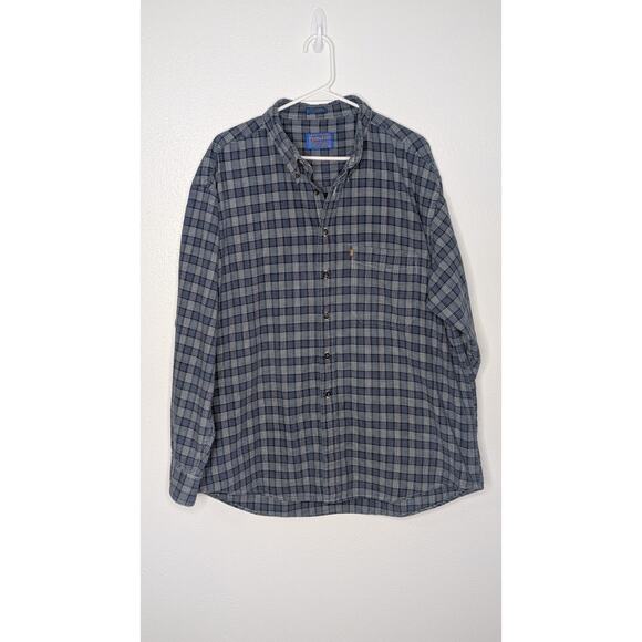 Pendleton Other - Vintage Pendleton Loop Collar Long Sleeve Shirt Board XL Blue Watch Plaid